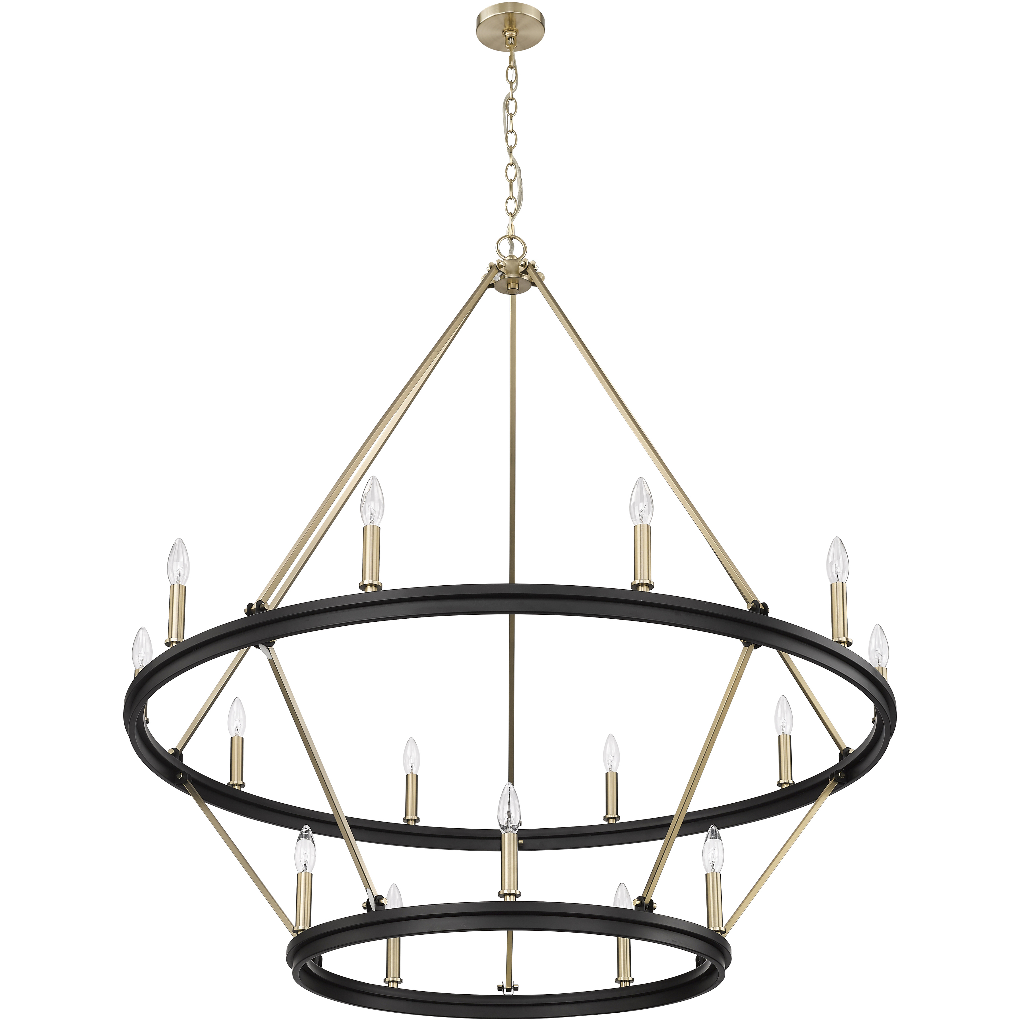 Carruth 15 Light 45 inch Matte Black/Modern Gold Chandelier Ceiling Light
